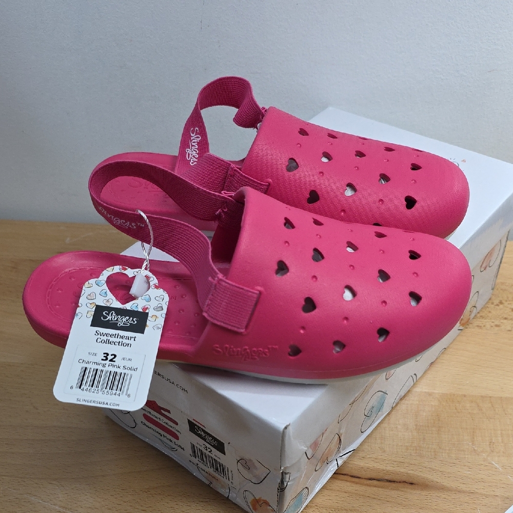 Slingers Fuchsia Heart Cutout Slip-Ons Eur32 Y1